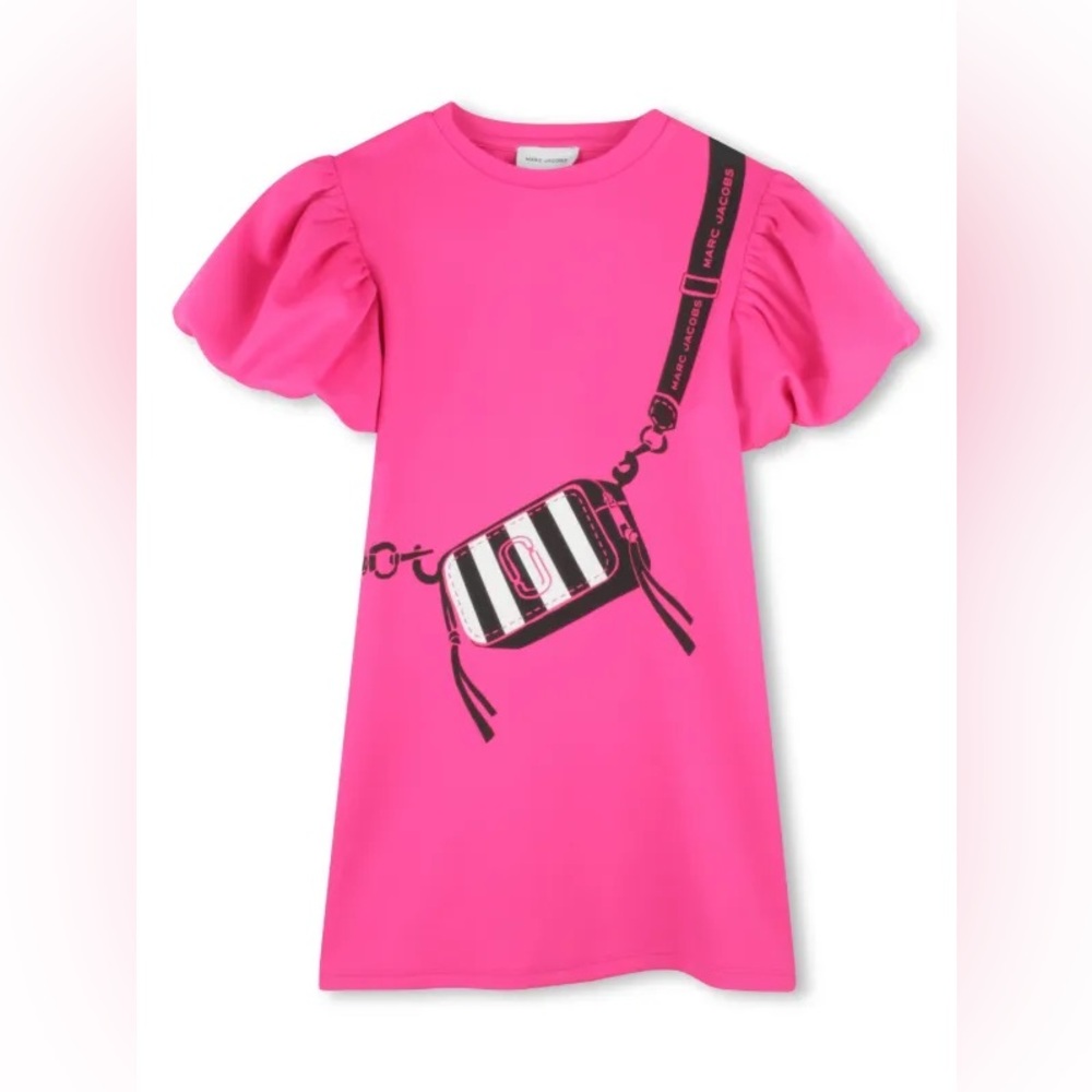 Marc Jacobs Bright Pink Puff Sleeve Tee with Graphic Purse
